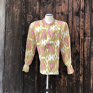 Broom Bluse o - Nimo: Bluse oliv, pink, Leinen