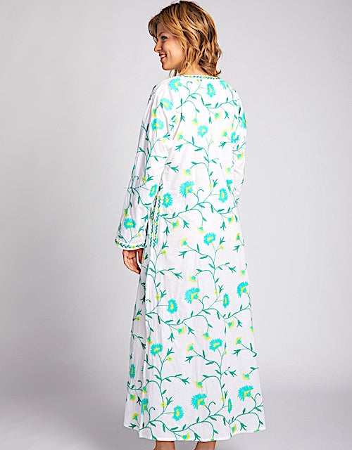 Butterfly Kaftan Grb-Nimo with love: Leinen, grüne Stickerei, Schlitze