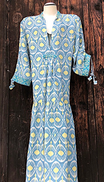 Catmint Kleid by Nimo: Leinen, Stehkragen, Bordüren