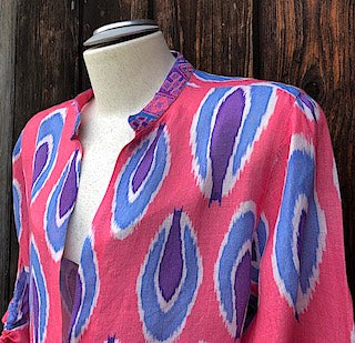 Catmint pid3 Nimo: Leinenkleid, Stehkragen, Bordüren