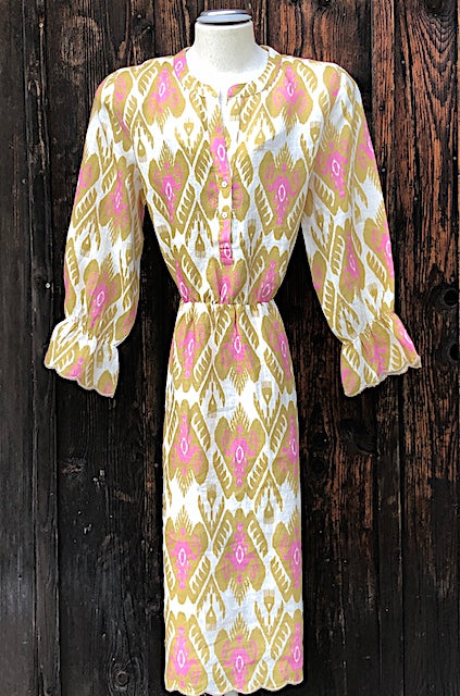 Foxglove Kleid o: Leinen, Knopfleiste, Rüschen