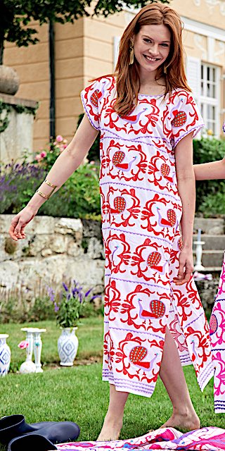 Malachit Kaftan rot m - Nimo with Love: langer Kaftan, Baumwolle, rote Stickerei