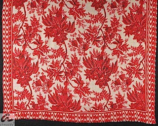 Rote BlumenD - Ahmaddy Schals: Seide Wolle, Blumen, rot beige