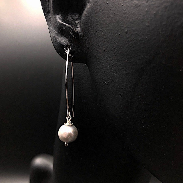 Silber PerleO - Silber Ohrringe: Ohrhaken, Silberne Perle