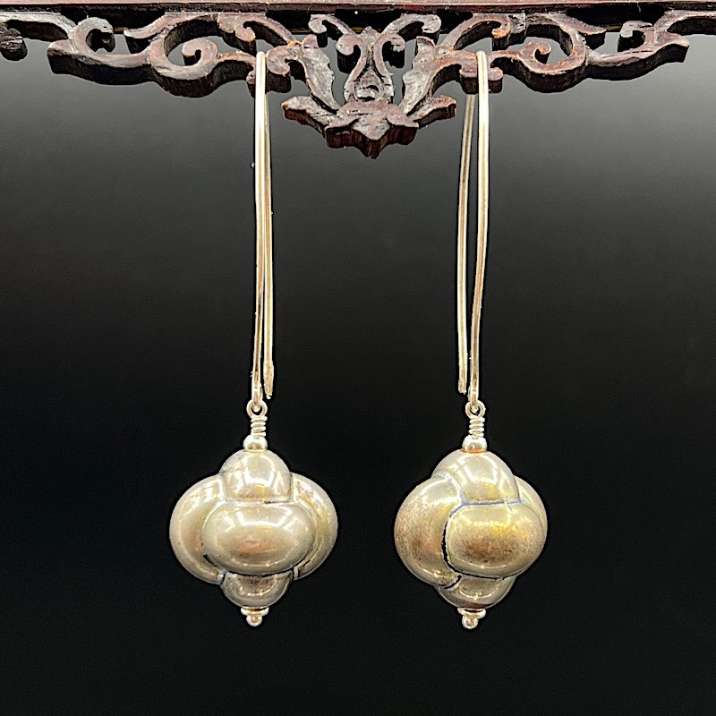 Vintage Ball b - Silber Ohrringe: Ohrhaken, gewickelte Anschlüsse, Knubbelball antik, Silber